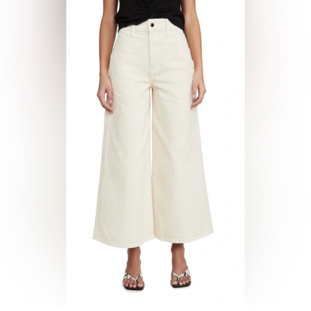 Khaite Darcy High waisted Wide Leg Jean Ivory Size 25